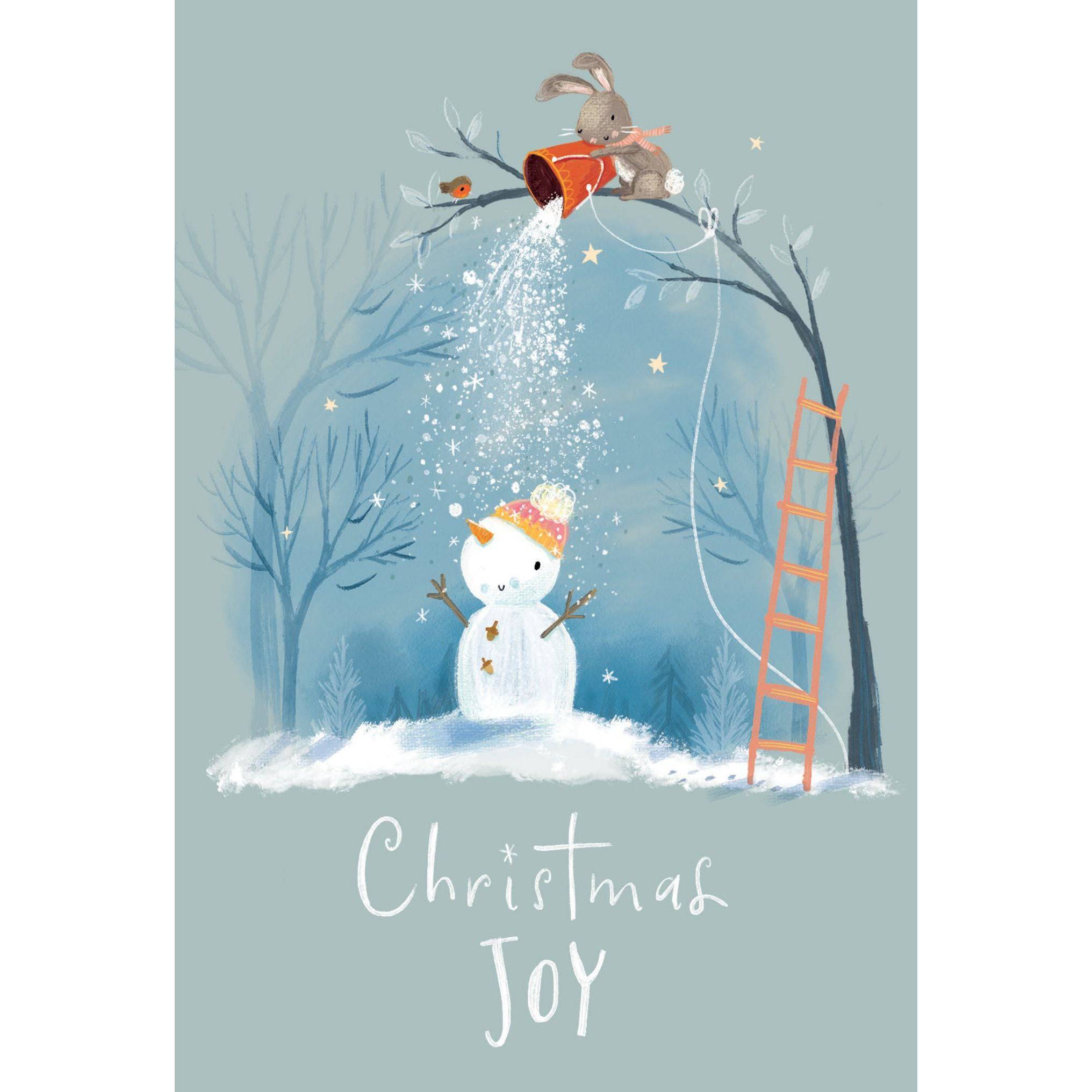 Seasonal Tiny Rabbit Friend Christmas card featuring a cute illustrated rabbit, perfect for holiday greetings by Pictura.